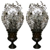 Pair of Large Bronze Urn Table Lamps