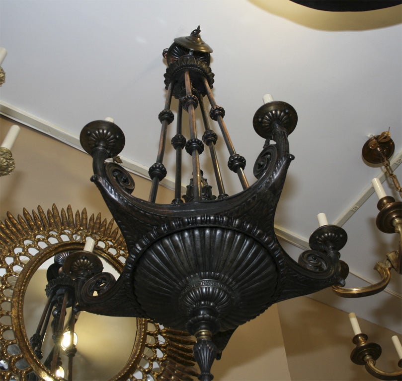French Neoclassic Bronze Chandelier For Sale
