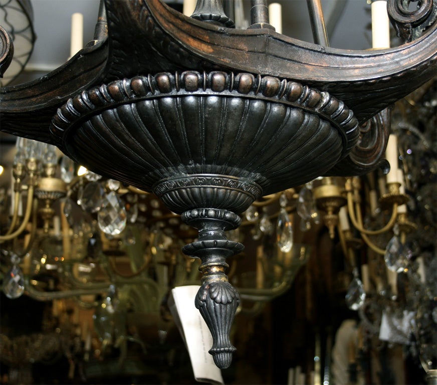Neoclassic Bronze Chandelier In Good Condition For Sale In New York, NY