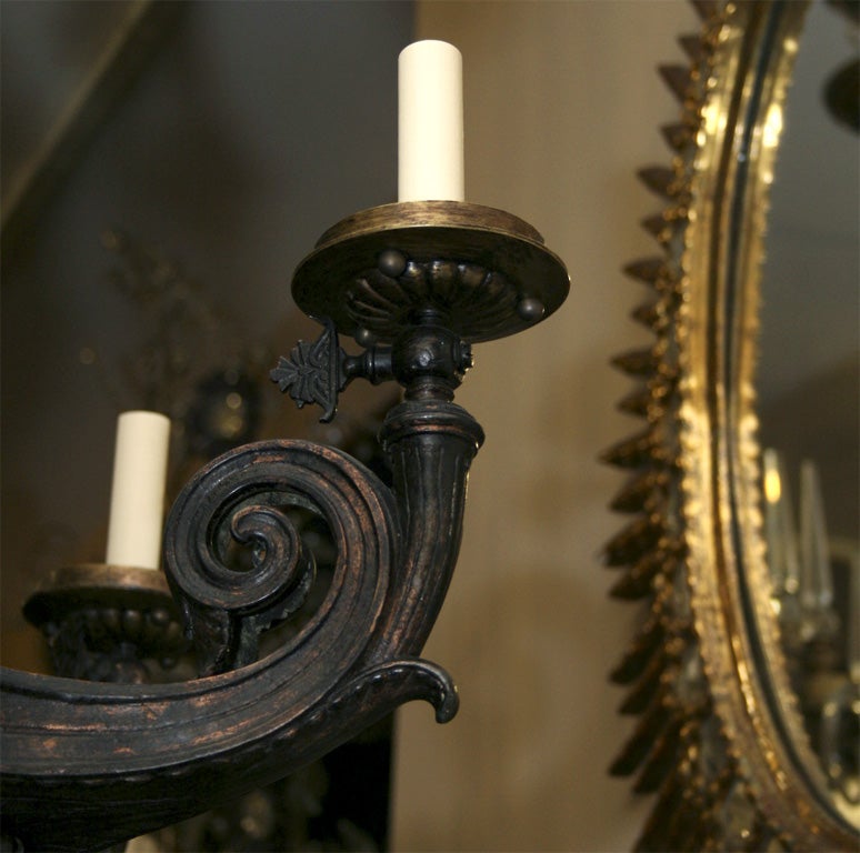 19th Century Neoclassic Bronze Chandelier For Sale