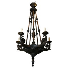 Antique Neoclassic Bronze Chandelier