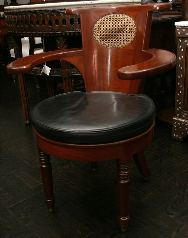 Mahogany Mid-19th Century Desk Chair with Voyese Style Back For Sale