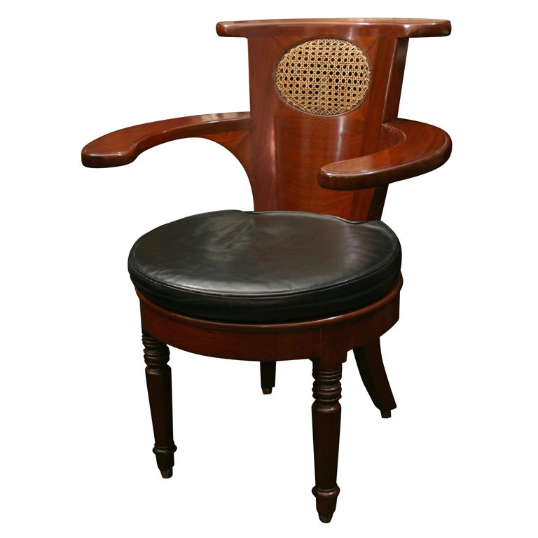 Mid-19th Century Desk Chair with Voyese Style Back For Sale