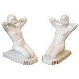 Pair Porcelain Art Deco Reclining Figures