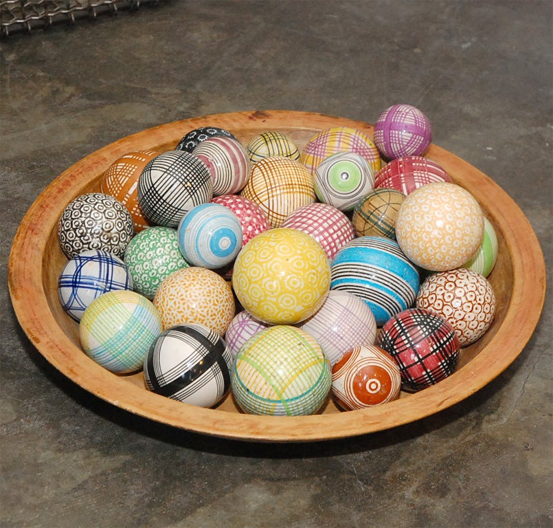 Earthenware Collection of 26 Antique Carpet Balls