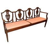 Antique Italian neoclassical walnut settee.