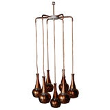COPPER AND  CUT GLASS CHANDELIER