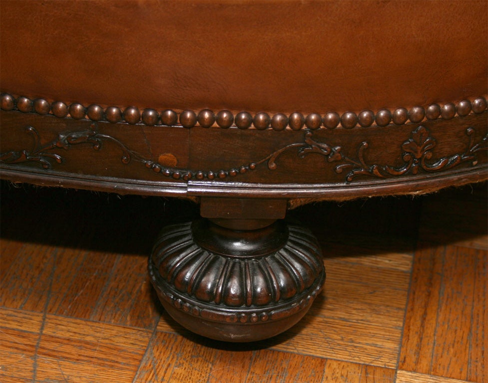 oval leather ottoman