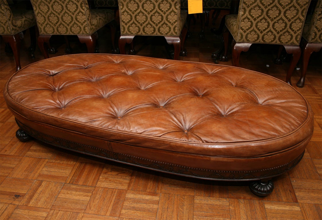 oval leather ottoman