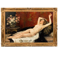 Large Portrait Of Nude, Oil on Canvas By Dupuy