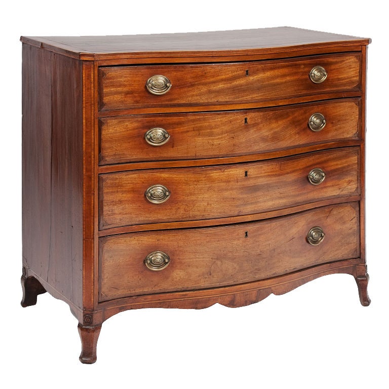 Early 19th Century Irish Mahogany Serpentine Chest of Drawers at 1stDibs