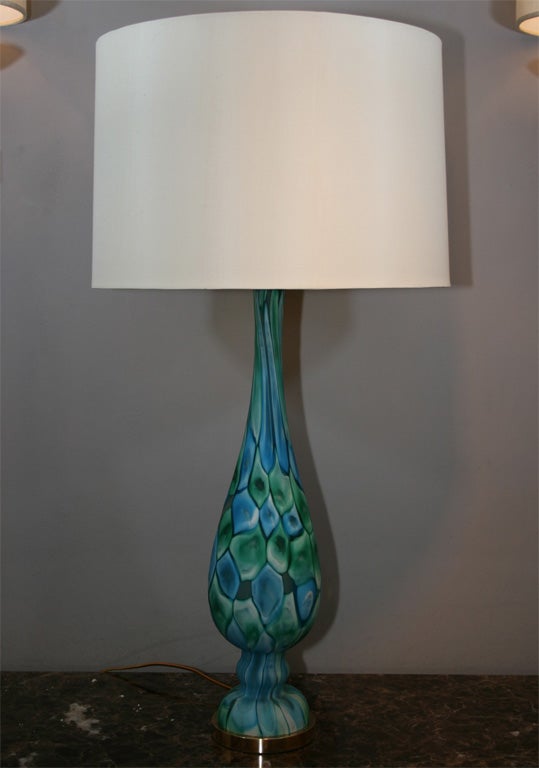 A pair of Italian art glass table lamps by Fratelli Toso.
Shades not included