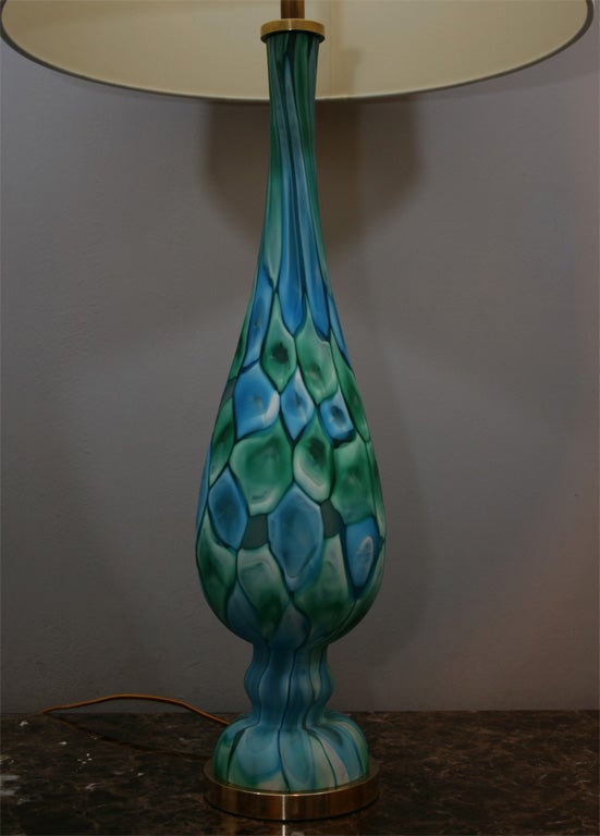 Pair of Italian Art Glass Table Lamps by Fratelli Toso In Excellent Condition In New York, NY