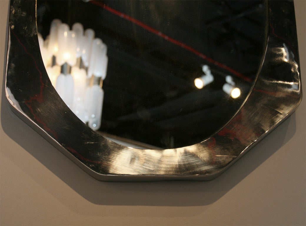 American 1970's Octagonal Stainless Steel Mirror