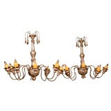 Pair of late 19th Century Italian Giltwood Chandeliers Pair of late 19th Century Italian Giltwood Chandeliers