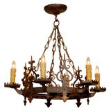 Vintage French Wrought Iron Chandelier