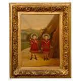 Portrait of Children in carved gilt frame