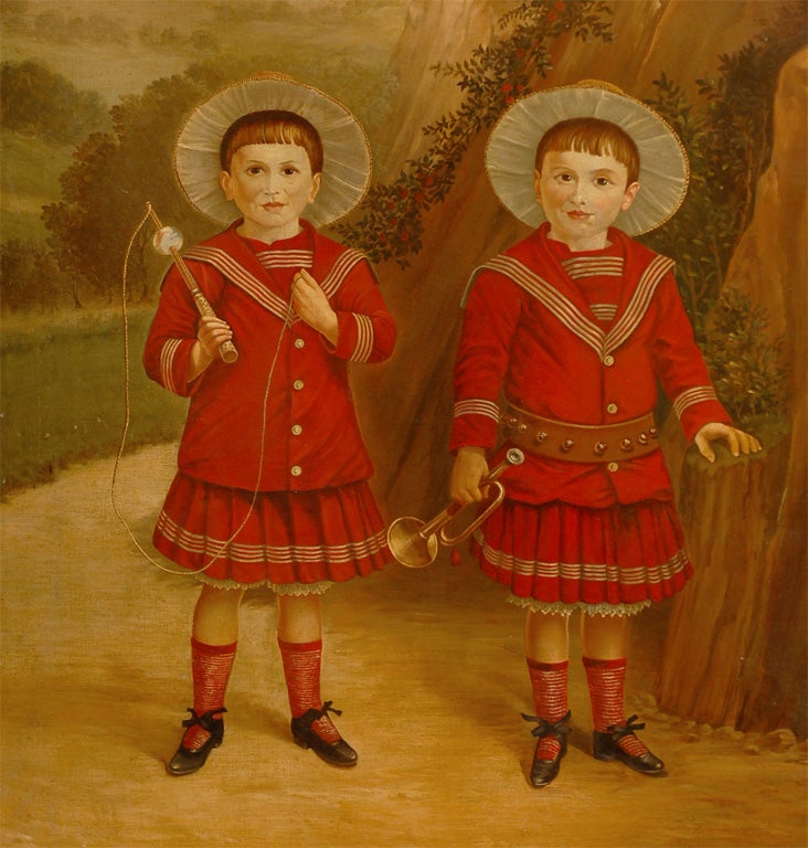 Portrait of Children in carved gilt frame 3
