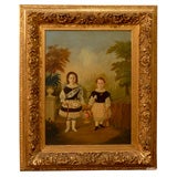 Portrait of Children in carved gilt frame