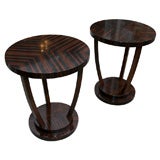 Pair of Art Deco Gueridon Tables in Macassar Wood