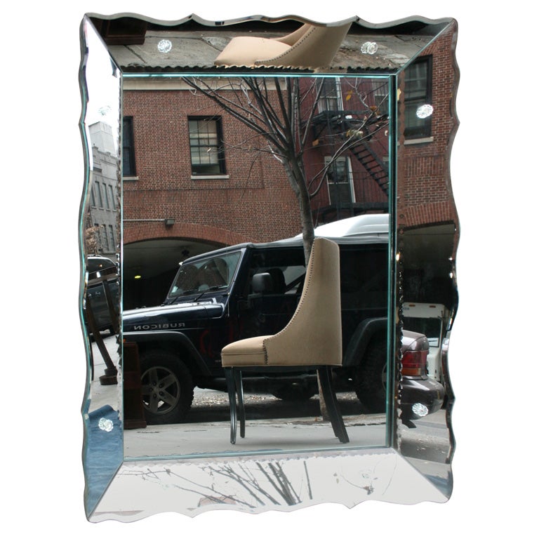 1940
s Venetian Style Mirror with Scalloped Boders