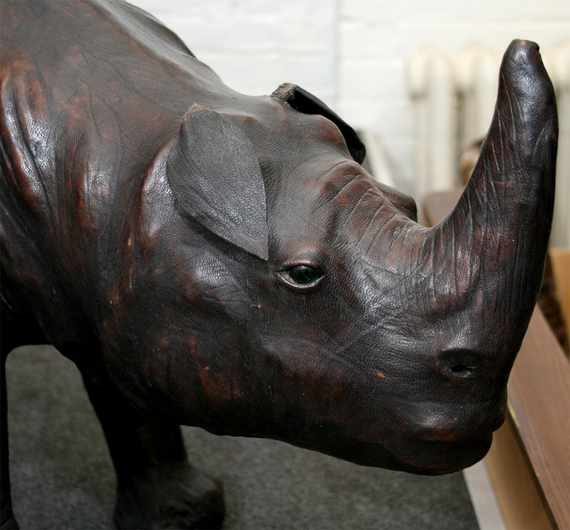 English Hand Crafted Leather Rhino Footstool