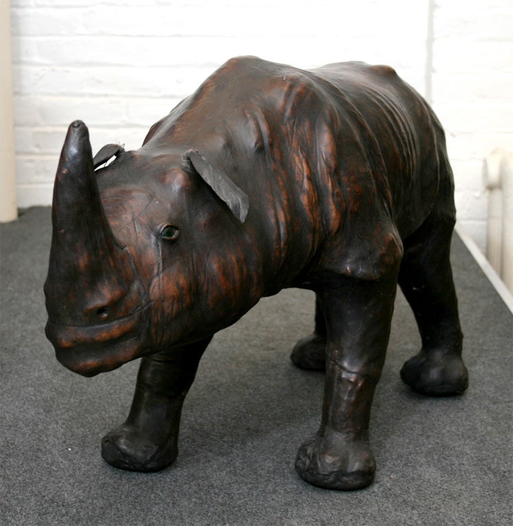 20th Century Hand Crafted Leather Rhino Footstool