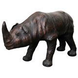 Vintage Hand Crafted Leather Rhino Footstool