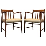 Pair of Danish Modern Spindle Back Armchairs