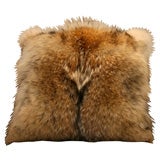 Pair of Coyote Fur Pillow with Cashmere Backs