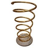 Brass coil umbrella stand with marble base Vintage Brass coil umbrella stand with marble base