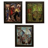 Painted ceramic tile wall appliques