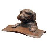 Carved Wood Inkwell With Tray