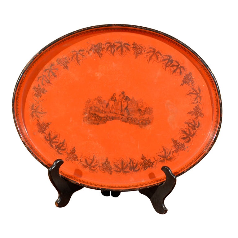 19th Century Napoleon III  Oval Tole Tray For Sale