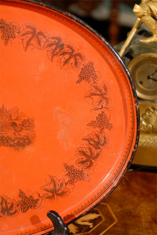 19th Century Napoleon III  Oval Tole Tray For Sale 2