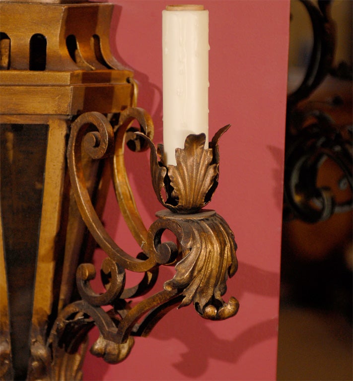 Gilt Pair of iron sconces For Sale