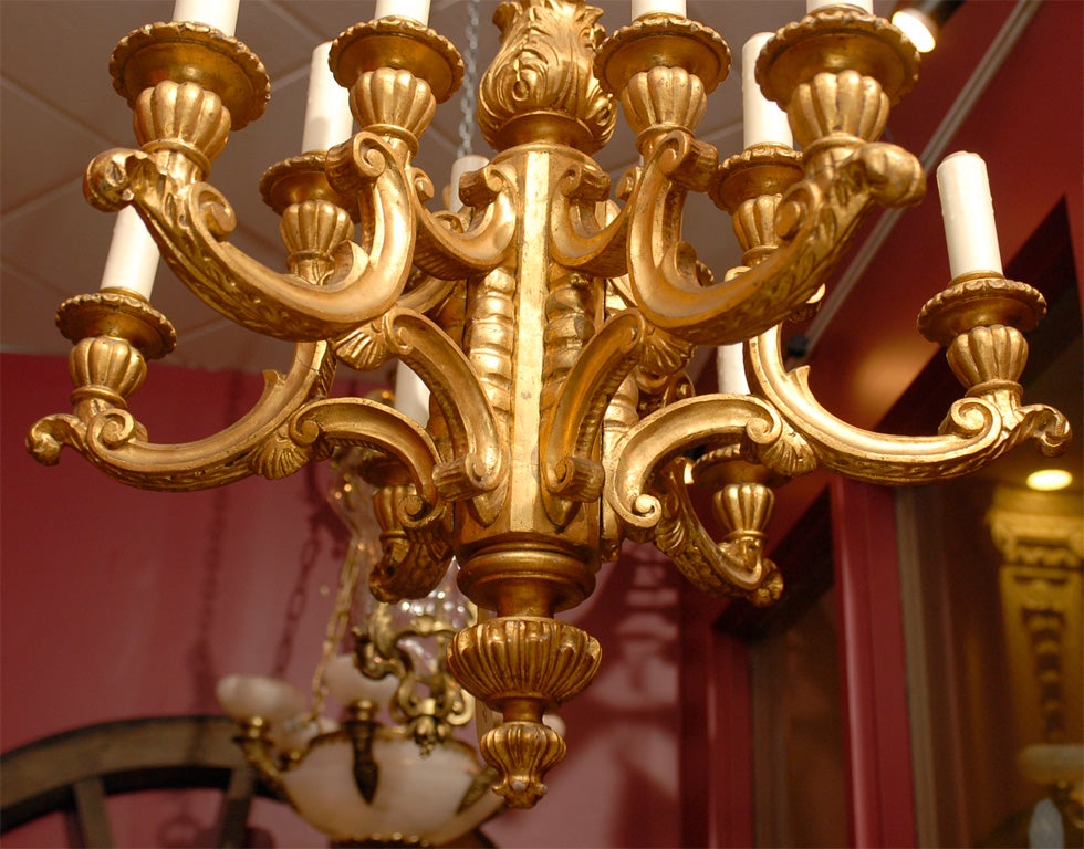 A French gilt wood chandelier For Sale 3