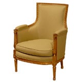 19th Century Louis XVI Style Armchair in Gilded Beechwood
