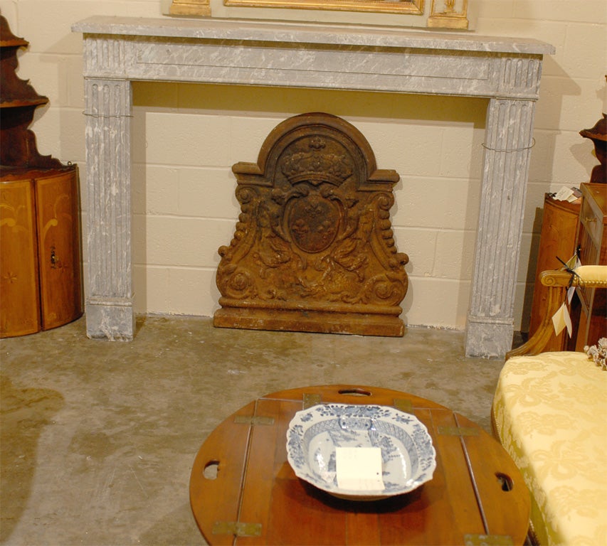 18th Century French Fireback with Armorial Crest.