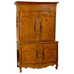 Antique Provencial Buffet deux Corps in Elm, France ca. 1840