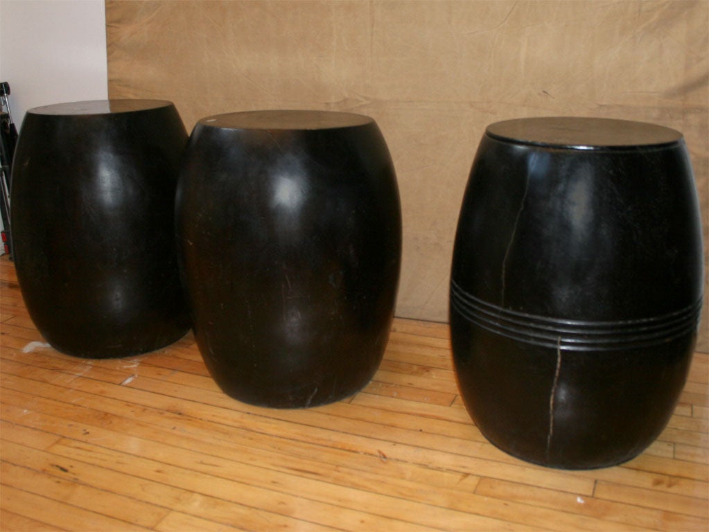 Solid fruit wood table / stools in dark brown stain, minor surface cracks