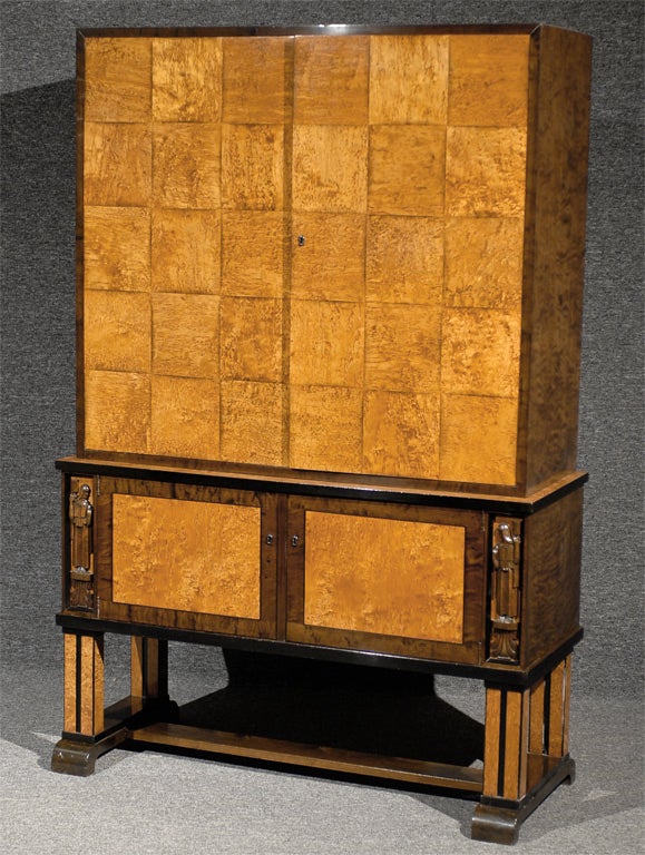 Rare dining cabinet attributed to Eliel Saarinen (father of Eero Saarinen) designed before his immigration to the United States. In a style that we now refer to as 