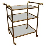 Italian brass bar cart with "hand" handles