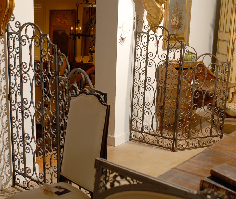 French Iron Garden Gate with Gilt Detail, One of a kind.  Visit our site at www.jadamsantiques.com