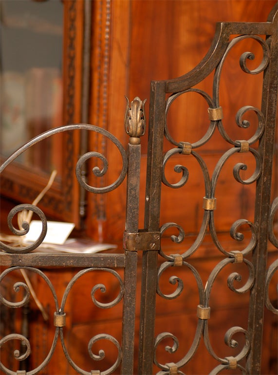 French Iron Garden Gate with Gilt Detail In Excellent Condition In Atlanta, GA