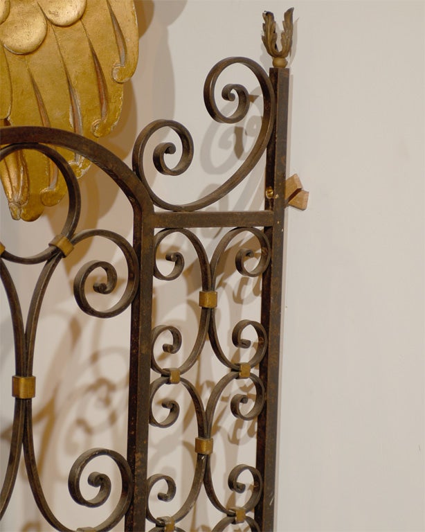 19th Century French Iron Garden Gate with Gilt Detail