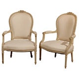 Pair of Painted Louis XVI Arm Chairs