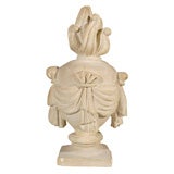 18th Century French Limestone Flambeau with Swag & Bow Carving