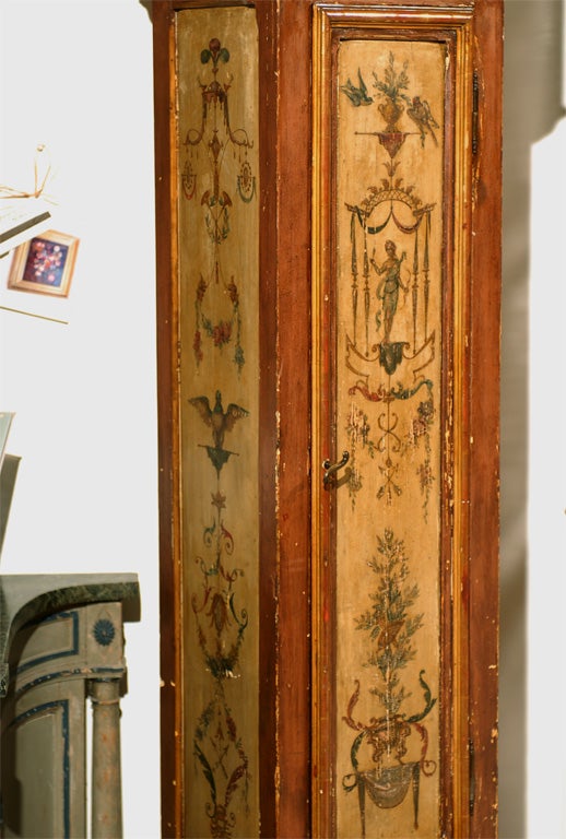 French 19th Century Longcase Painted Clock with Carved Crest and Classical Décor For Sale 1