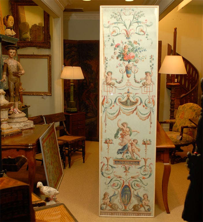Late 18th Century French hand-painted wallpaper panel representing classic mythology motif. French. c.1790